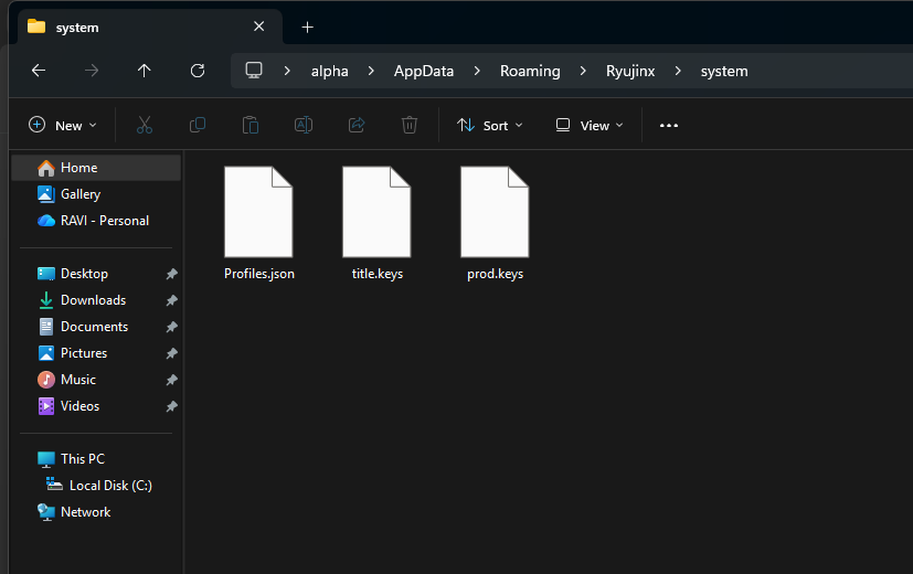 Copy prod.keys andtitle.keys files and paste them directly